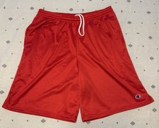Champion Mesh Athletic Red Shorts Mens Size Medium Logo Running Elastic Waist