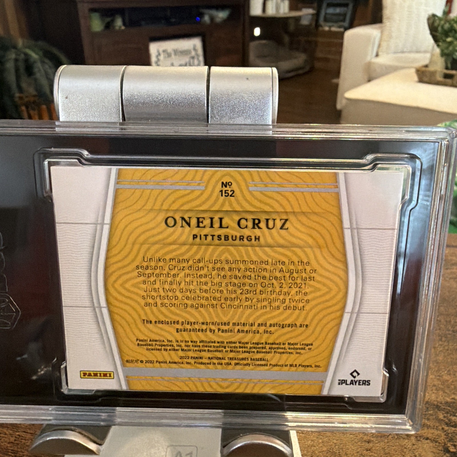 Oneil Cruz 2022 National Treasures #RPA Numbered /99 Rookie Patch Auto RC SGC 9 view 9