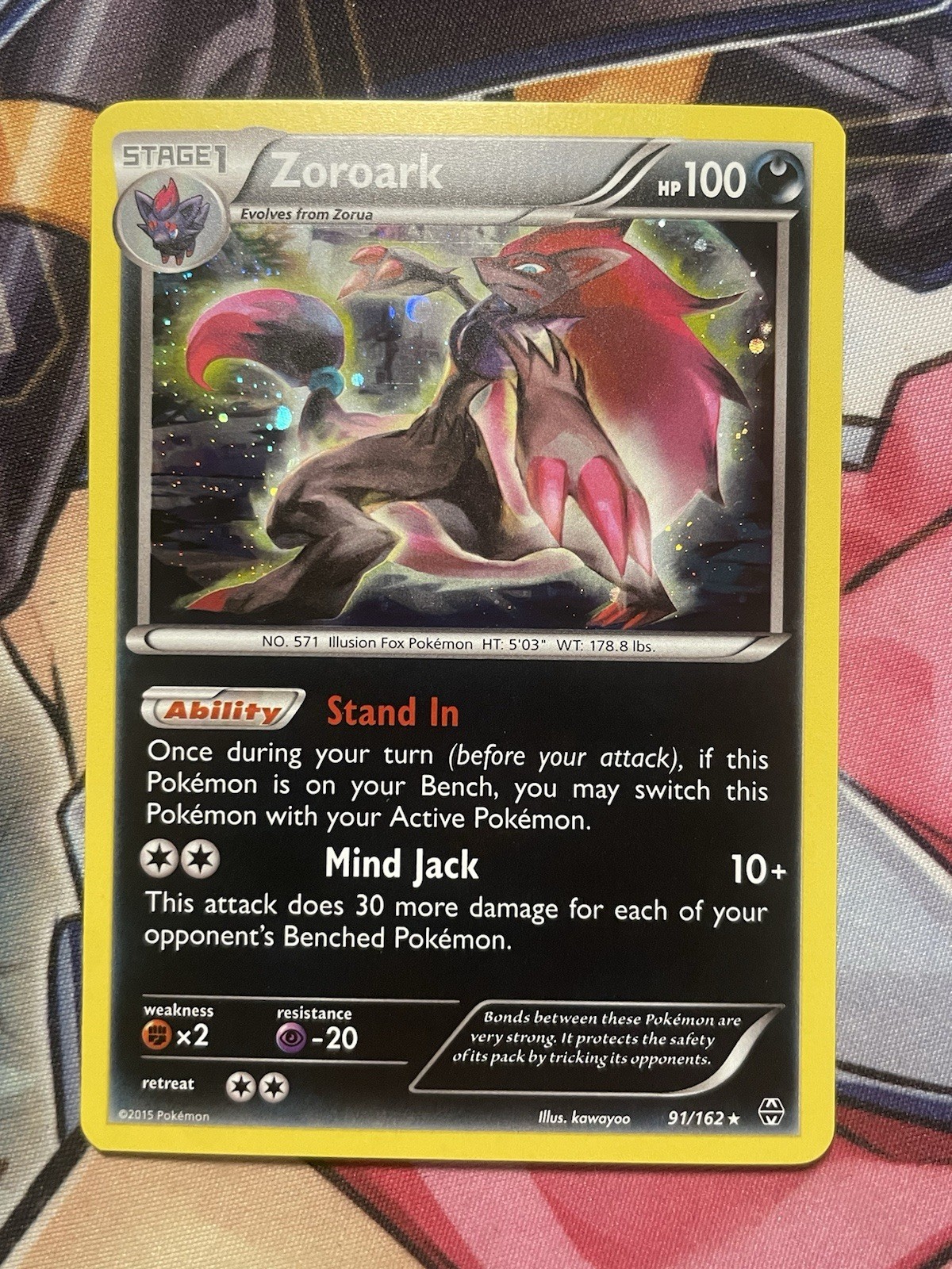 Pokemon TCG Zoroark 91/162 Cosmos Holo Rare XY Breakthrough Near Mint NM