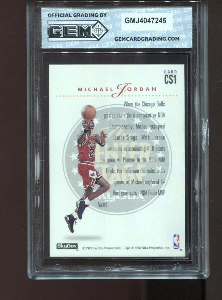 Michael Jordan 1993-94 Skybox Premium #CS1 Center Stage NBA Bulls GEM MINT 10 - Image 2 of 2