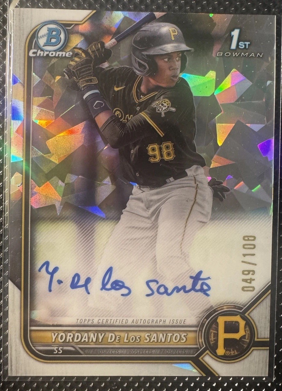 2022 1st Bowman Chrome AUTO Yordany De Los Santos Atomic Refractor /100 SP PITT