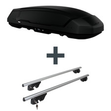 Dachbox Thule Force 3 L Sport + Dachträger Menabo für Opel Astra G Caravan F35
