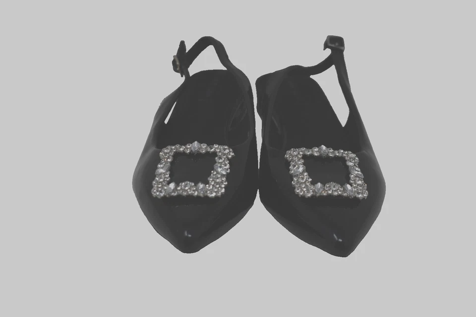 Zapatos Anne Klein para mujer talla 7 negros con cordones planos y hebilla de cristal elegantes Foto 2 de 4