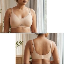 Honeylove Crossover Bra Size XL 38D/DD Beige Wireless Full Coverage
