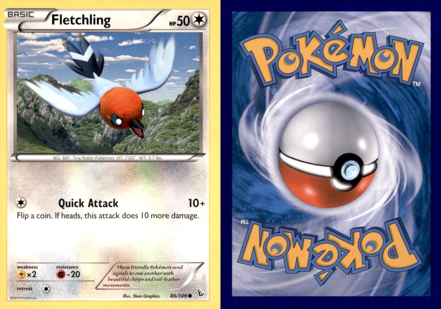Pokemon Flashfire Fletchling 86/106 Flashfire