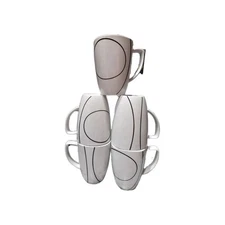 Set of 5 Corelle Simple Lines Coordinates Porcelain Coffee Cups 12 Oz GUC