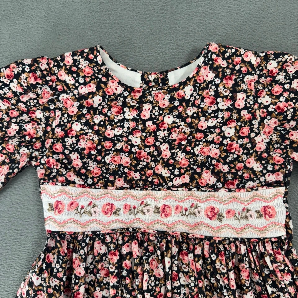 Bonnie Jean Girls Smocked Dress 4 4T Pink Floral Cottage-Core Classic - Image 3 of 4
