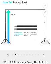 10x9.6 Single Crossbar Background Support Stand Photo Studio Backdrop Kit FREE