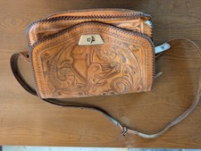 Hand Tooled Leather Purse Brown Floral/Horse SouthWestern Beautiful