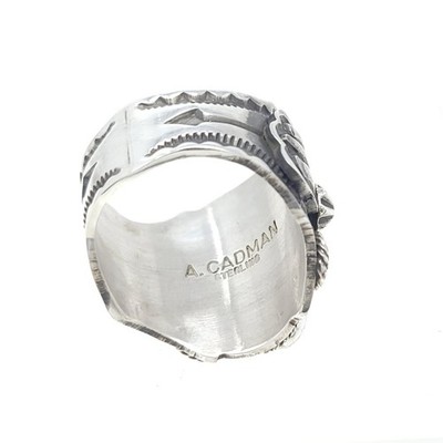 Andy Cadman Navajo Sterling Silver Saddle Band Ring Blue Nevada