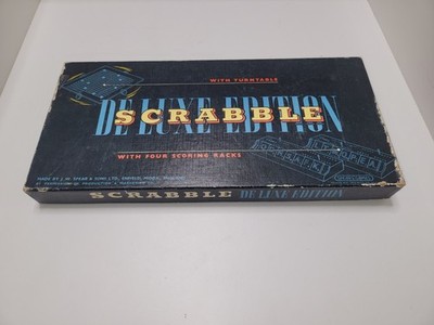 Scrabble Deluxe Edition mit Plattenspieler Speere Vintage Brettspiel