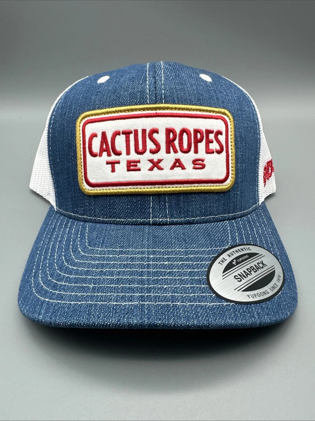Hooey Cactus Ropes Texas Patch Hat/CAP Denim White Mesh SnapBack Trucker OSFA