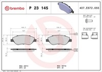 Brembo P 23 145 Bremsbelagsatz, Scheibenbremse For Alfa Romeo Chrysler Fiat Lanc