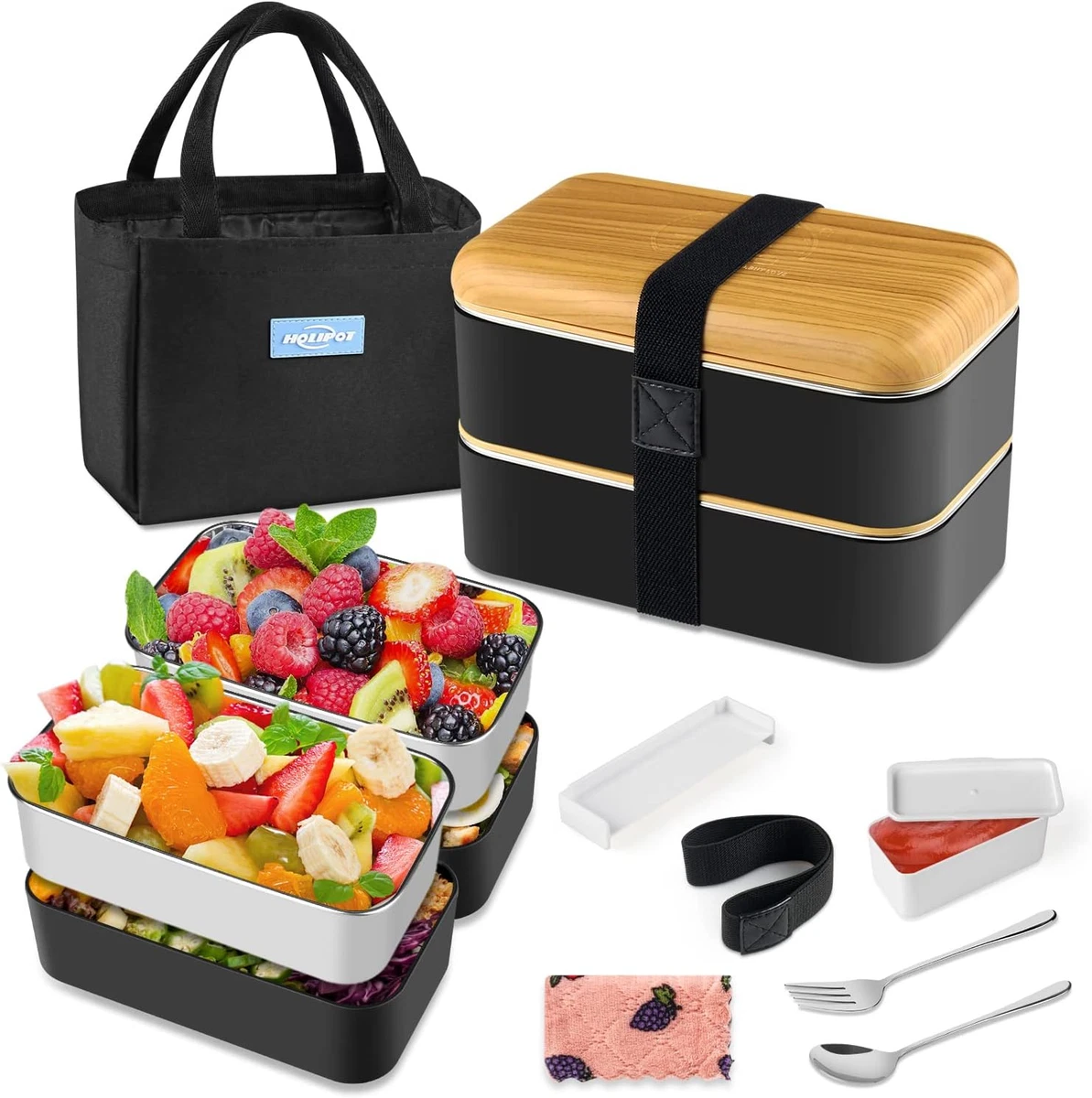 Portapranzo Bento Box In Acciaio Inox 3 Scomparti - 350/550/850 Ml - Per Bambini E Adulti, Microonde E Lavastoviglie
