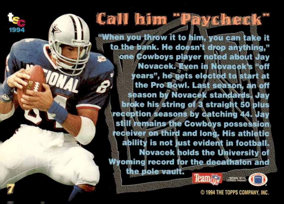 1994 Stadium Club Members Only 50 #7 Jay Novacek - Image 2 of 2