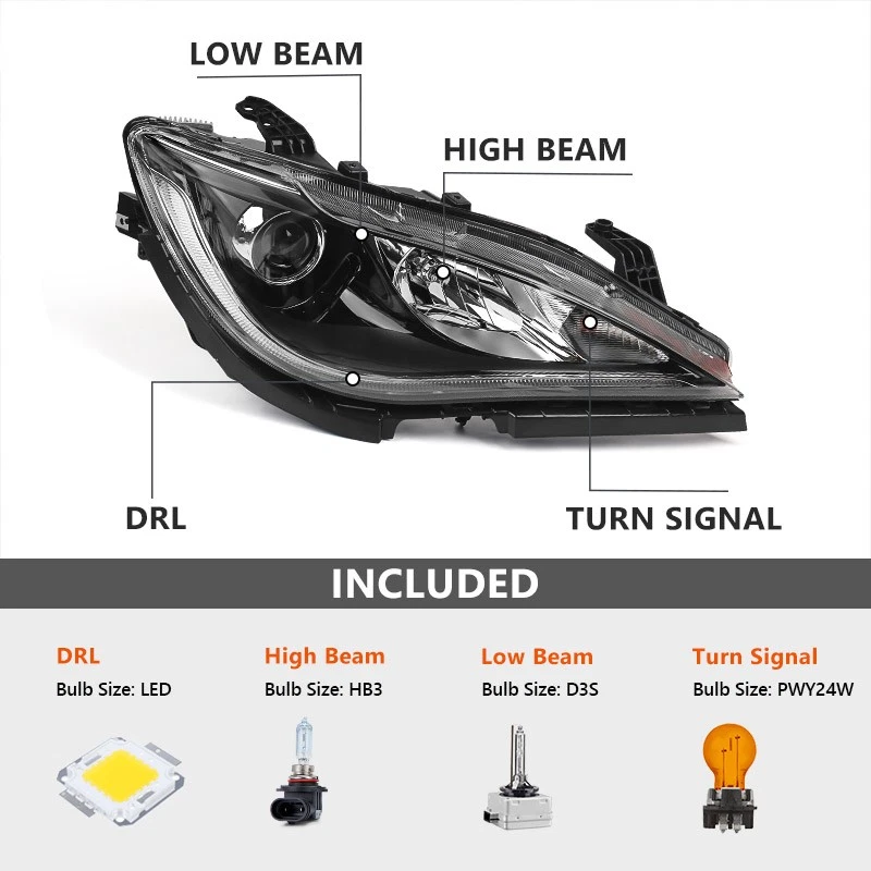 HID/Xenon Headlight For Chrysler Pacifica 2017-2020 w/ Bulb & Ballast Passenger - Image 3 of 4