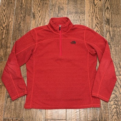 The North Face Mens 1/4 Quarter Zip Textured Longsleeve Fleece Red Size. Large
