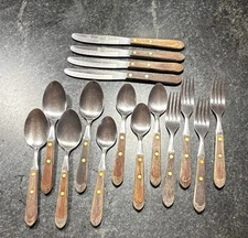 Set of 16  Regent Sherwood, Stainless Japan  Wood Handle Flatware