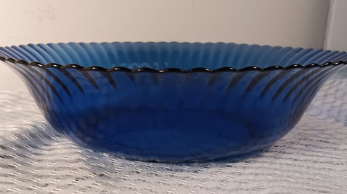 Blud di cobalto,Colorex ciotola da portata vintage in vetro scanalato 9,5" - Foto 2 di 4