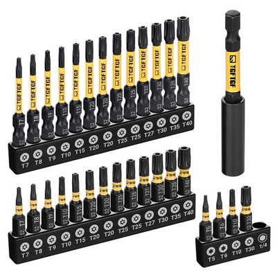 TGFTGF Impact Torx Bit Set 31PCS (T5 T6, TT7-TT40), 1  2  S2 30+1PCS, Yellow 