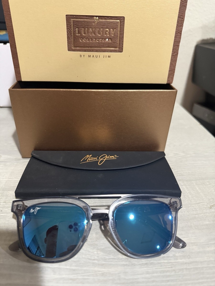 Maui Jim RELAXATION MODE Translucent Grey POLARIZED Blue GLASS Sunglass