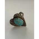 Vintage Sterling Silver Heart Ring Blue Cabachon Taxco ?