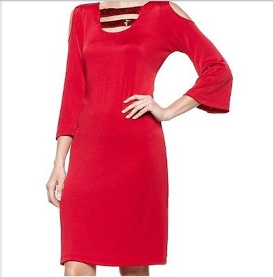strapless open back dress Sweater Knit Midi Dress | Red Plus Size U-Neck Dress – Ndudi main image 0