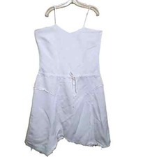 Ashley Stewart Women's White Spaghetti Strap Drawstring Waistline Dress Sz 16