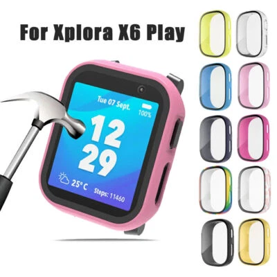 MARKENLOS Schutzhülle PC Case+Glas Displayschutzfolie Für Xplora X6 Play Kinder Uhr Cover