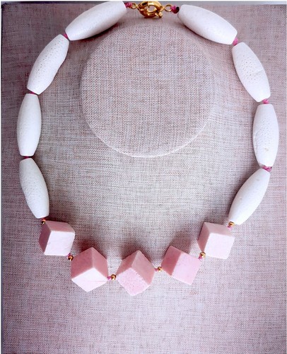 12*7mm Blanco Cojín Coral Cuadrado Rosa Coral Collar 18" Joyería Marca - Imagen 5 de 8