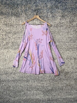 free people dress purple New Wedgewood Maxi $168 X-SMALL Violet length dress with a smocked bodice and volume sleeves Free People velvet tunic mini