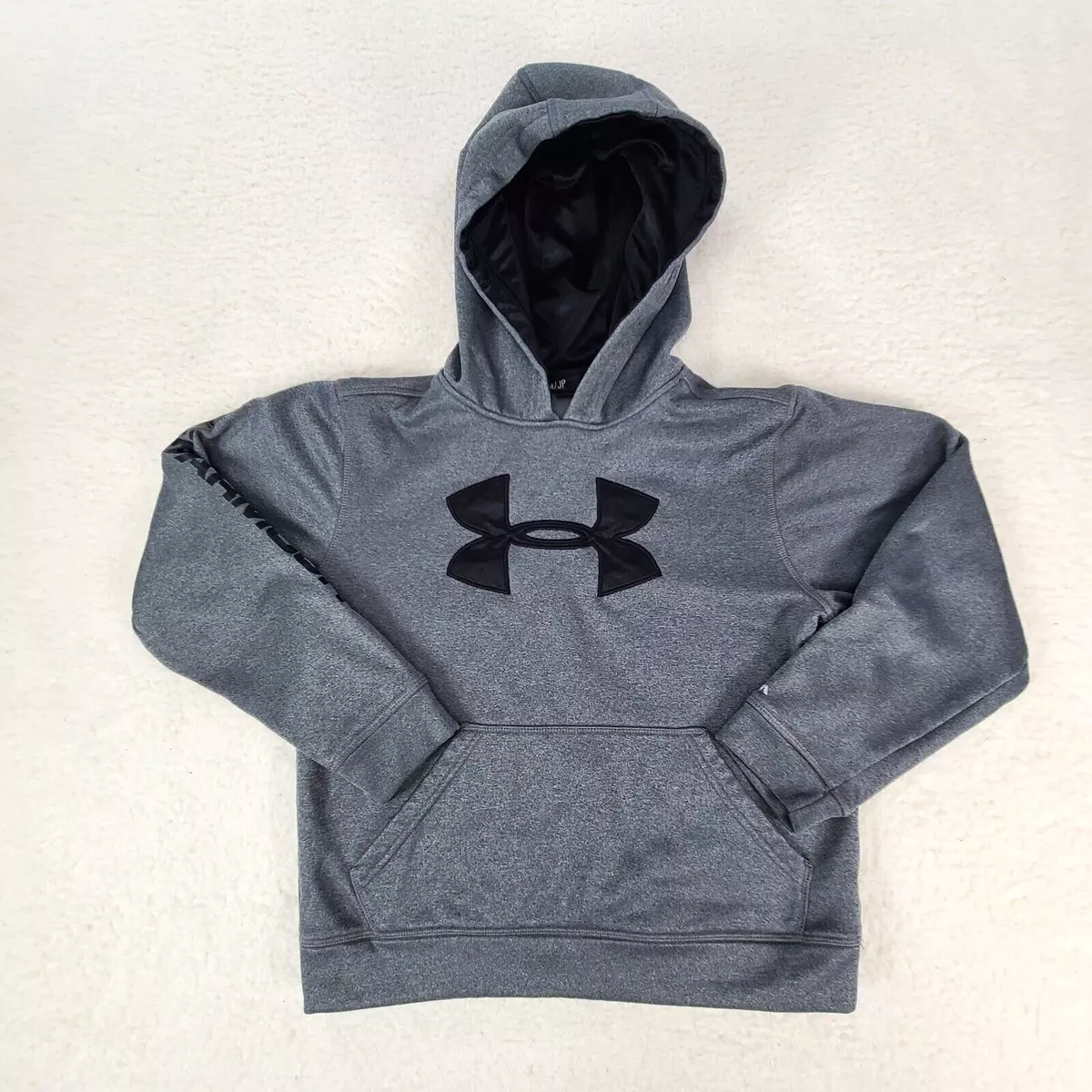 Under Armour Sweater Boys Small Grey Black Hoodie Pullover Youth