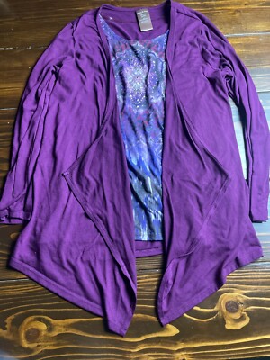 White Stag Sweater, Women's Plus Size 1X, Purple, Faux Layered, Jeweled Cardigan