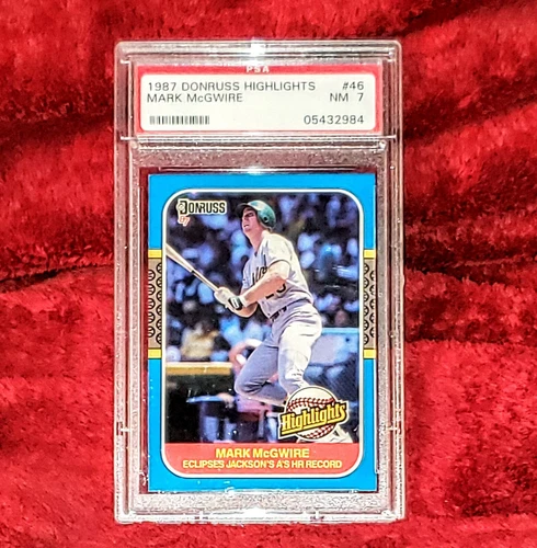 MARK MCGWIRE 1987 DONRUSS HIGHLIGHTS RC #46 HR RECORD PSA 7 🔥NM ROOKIE RC 