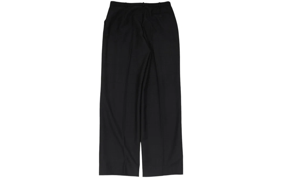 Armani Colliezoni Womens  Windowpane Size US 8 IT 44 Black Wool Wide Leg Pants - Image 2 of 4