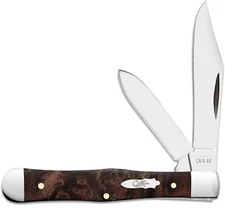 CASE XX 64061 SMALL SWELL CENTER JACK POCKET KNIFE MAPLE BURL WOOD 7225 1/2 SS