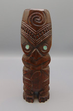 VINTAGE HAND CARVED WOODEN MADRI NEW ZEALAND TIKI TOTEM