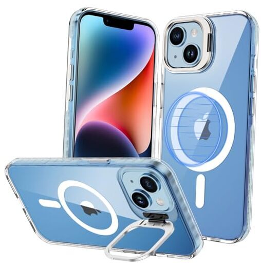 for iPhone 13 Case, [Compatible with MagSafe] Built in Camera Stand Clear