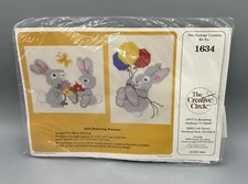 Vintage Embroidery Cross Stitch Kit Bouncing Bunnies 1634 Unopened Molly Fleming
