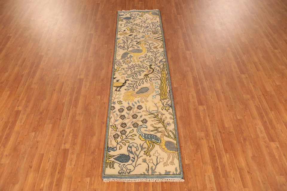 Floral Bird Design Ziegler Indian 10 ft Runner Rug Wool Hand-made Carpet 3x10 - Image 3 of 4