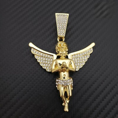 0.5CTW Round Cut Moissanite 14K Yellow Gold Plated Cute Angle Pendant