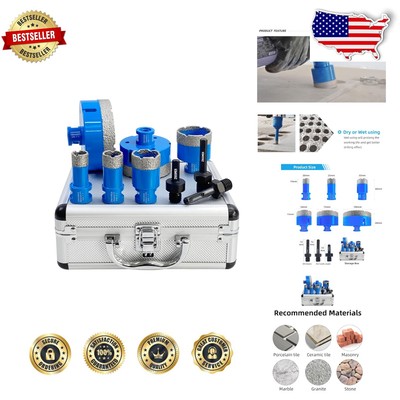 Versatile Diamond Hole Saw Kit with 6 Bits & 3 Shank Adapters for Stone Projects