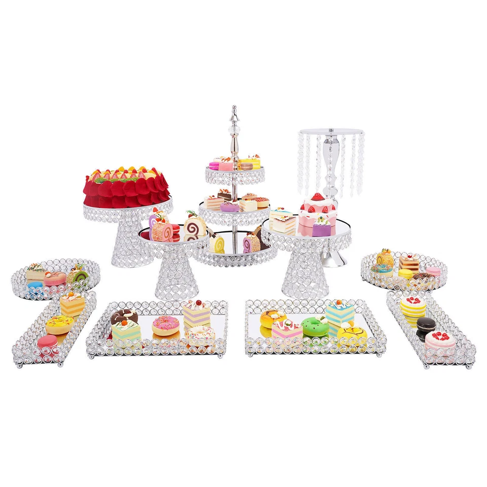 Juego de 11 piezas soportes para pasteles soportes redondos para cupcakes, metal para boda fiesta de cumpleaños Foto 3 de 4