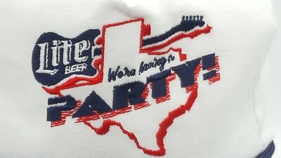 Miller Lite Beer ''We're  Having A Party!'' Vinatge Embroided  Adjustable Hat
