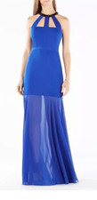 BCBG MAX AZRIA Leonara Beaded Halter Sheer Mesh Hem Maxi Gown Dress 2 Ret 448
