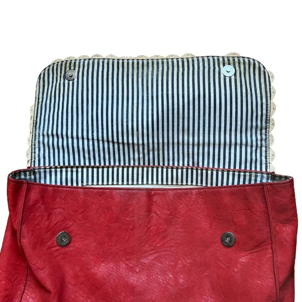 ASOS Vegan Leather Backpack Purse Pink White Scalloped Boho Prairie