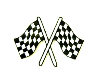 Motor karierte Rennfahnen/Motorrad/Biker Bügelbild/Aufnähen Patch 6 cm x 7,5 cm (HxB)