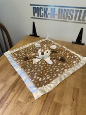 Bearington Baby Deer Brown And White Baby Lovey Security Blankets 18  x18  