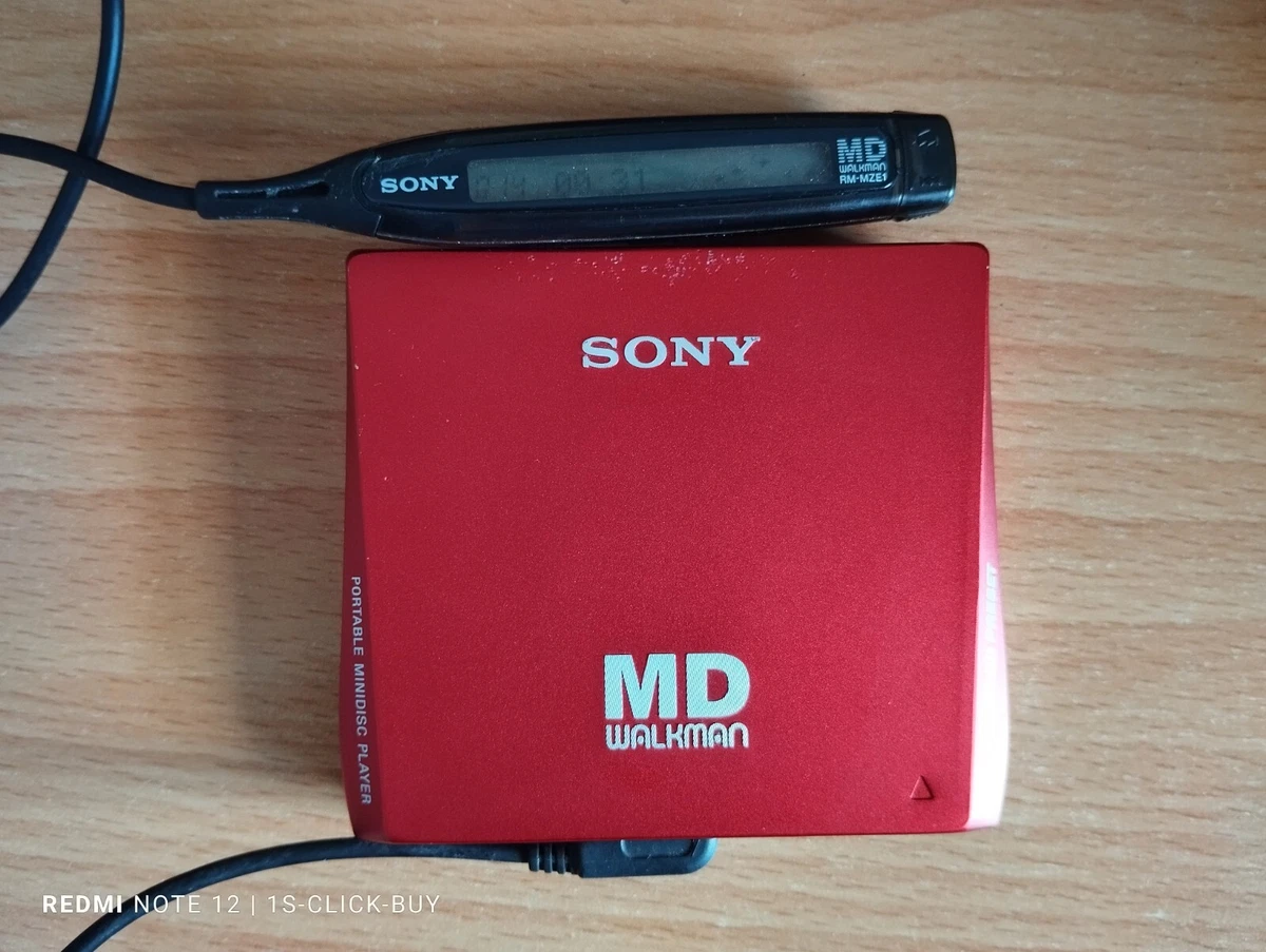 Sony mz E75 Red Portable MD Player Walkman Remote control Confirmed Operation