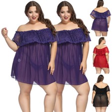 Women Pregnant Sexy Lace Dress Babydoll Plus Size Lingerie Sleepwear Fat Ladies
